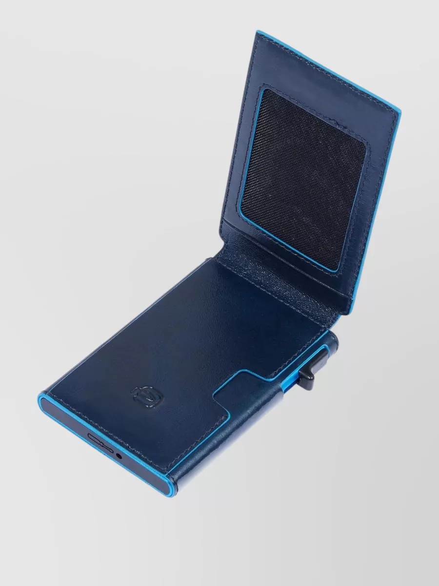 Piquadro Slim Credit Card Holder Contrast Stitching