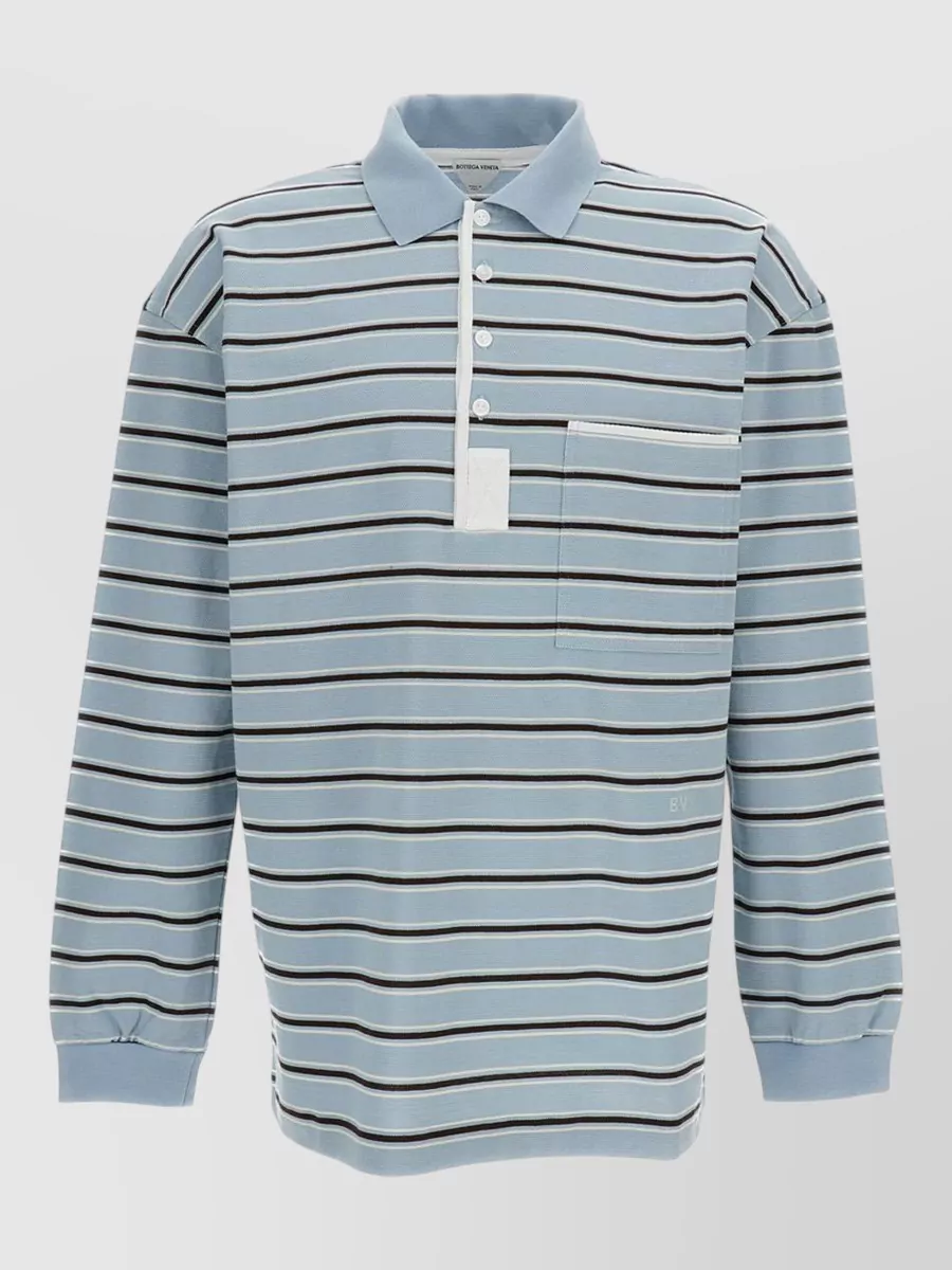 Bottega Veneta striped cotton long-sleeve polo shirt