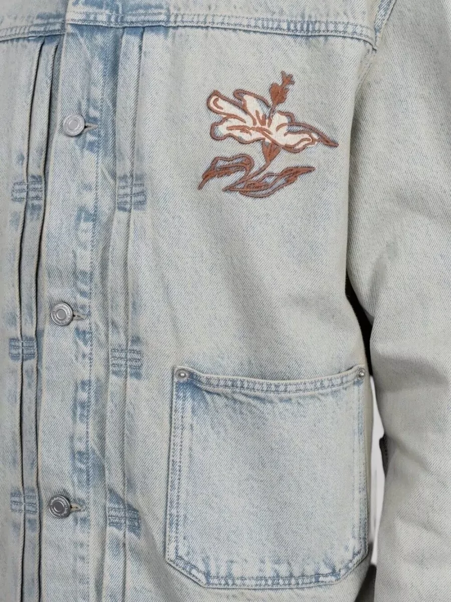 Drôle De Monsieur Embroidered Floral Denim Jacket