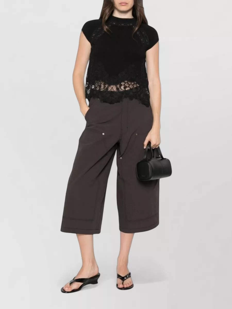 Ermanno Scervino cashmere lace-trim knitted top