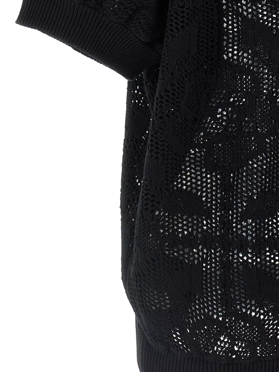 Nude Openwork Cotton Short-Sleeve Sweater
