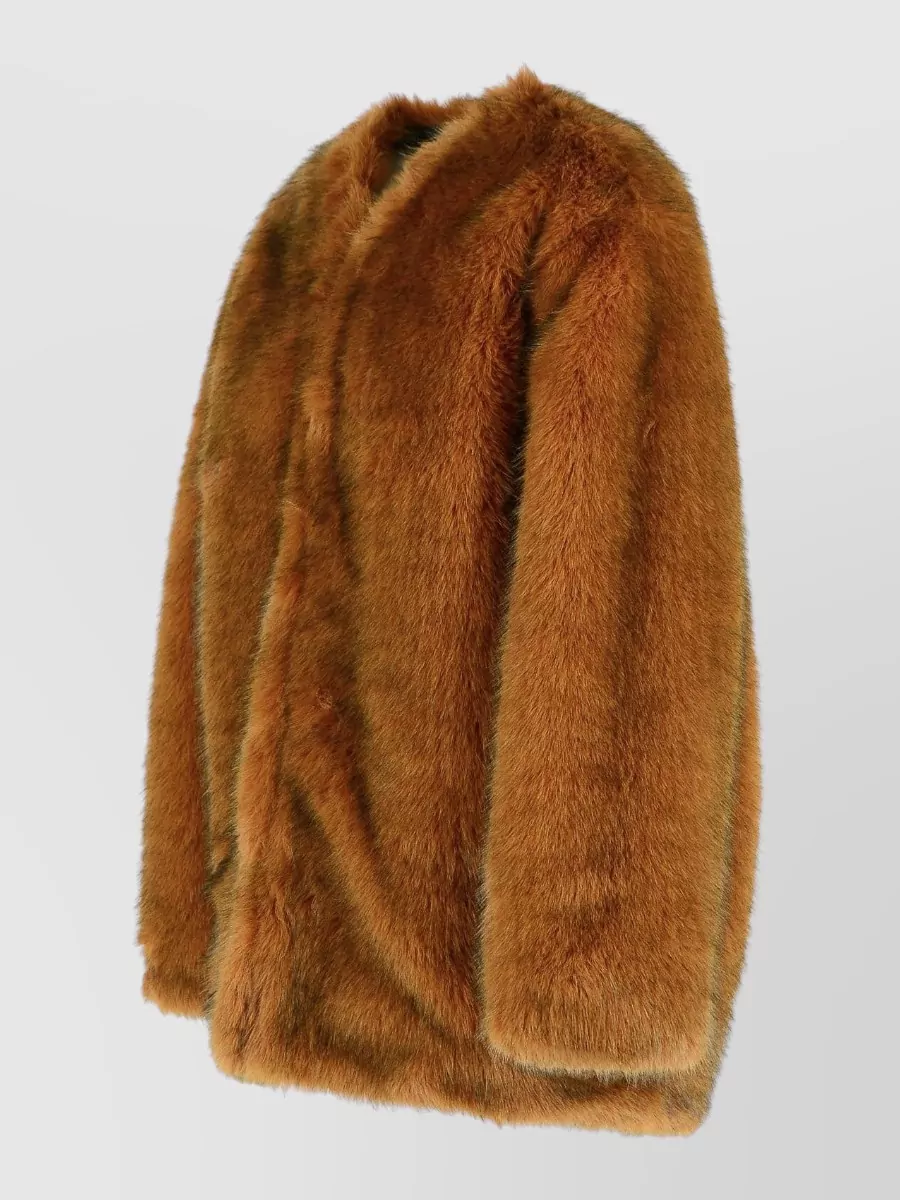 Isabel Marant Aglae Long Sleeve Faux Fur Coat In Brown