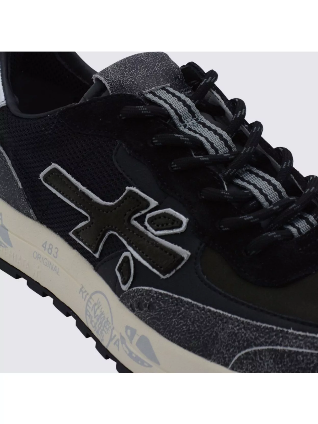Premiata Low Top Sneakers With Round Toe And Texture