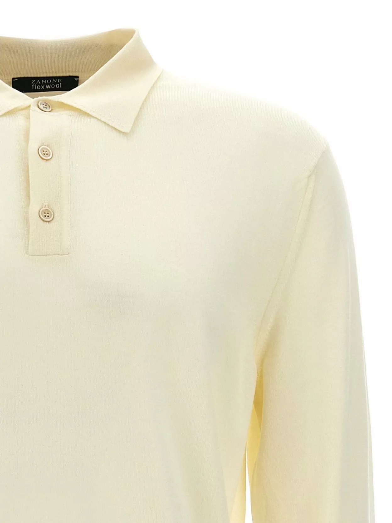 Zanone Wool Polo Shirt Ribbed Collar Cuffs Hem