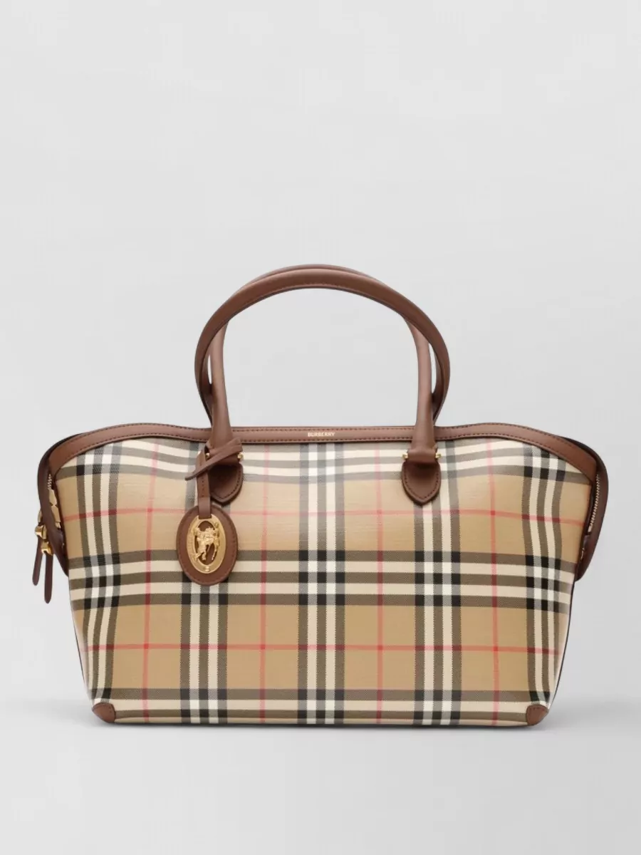 Burberry check small cotton tote bag