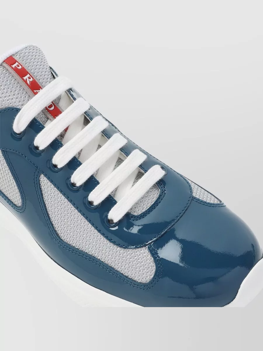 Prada Leather And Fabric Low-Top Sneakers