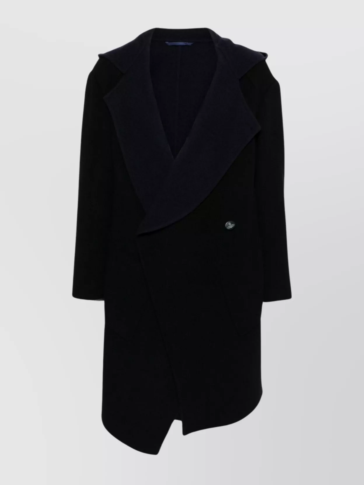 Vivienne Westwood Asymmetric Hem Drop Shoulder Coat With Slouchy Hood In Black