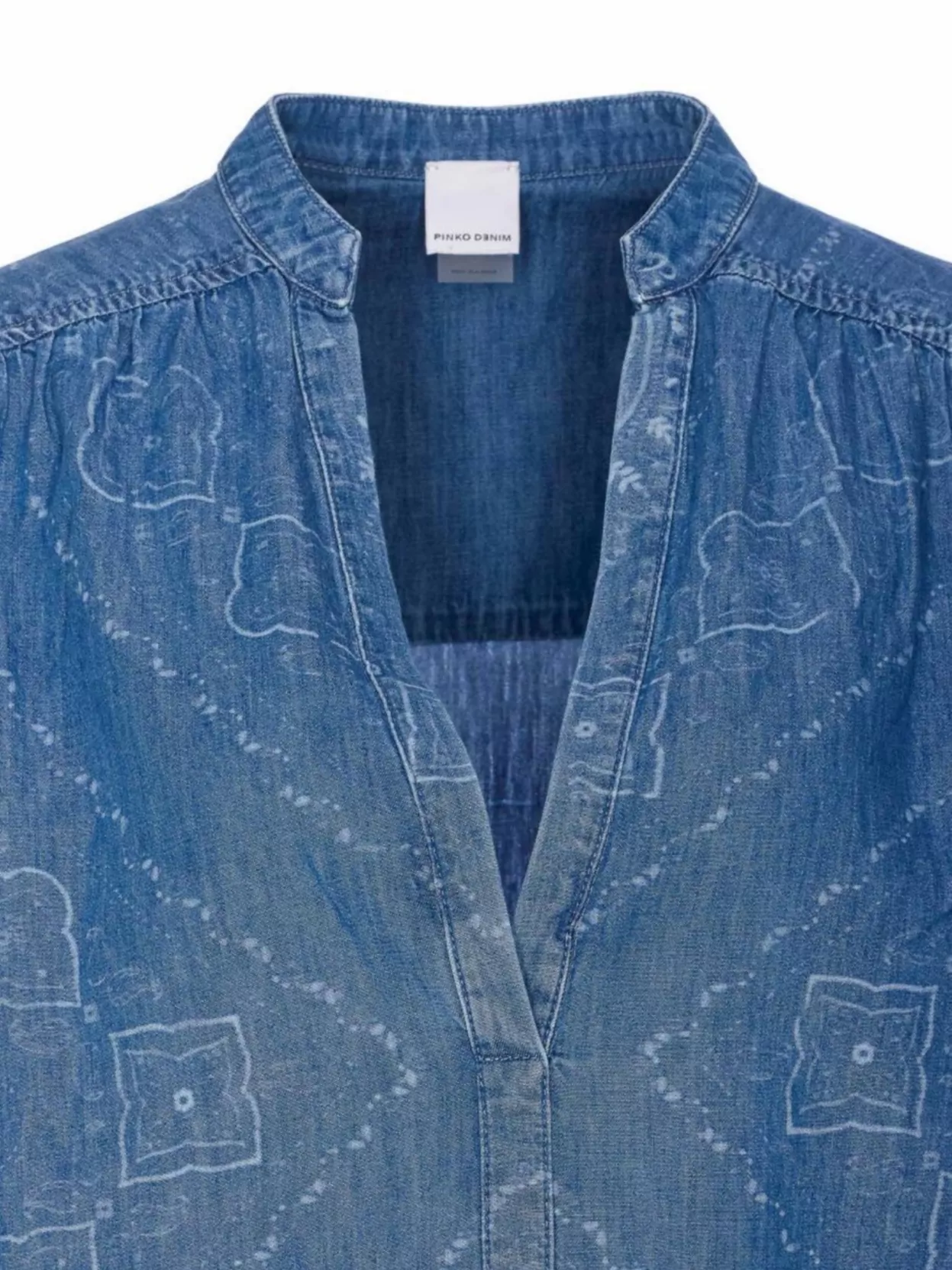 Pinko Crewneck Denim Shirt Bandana Print