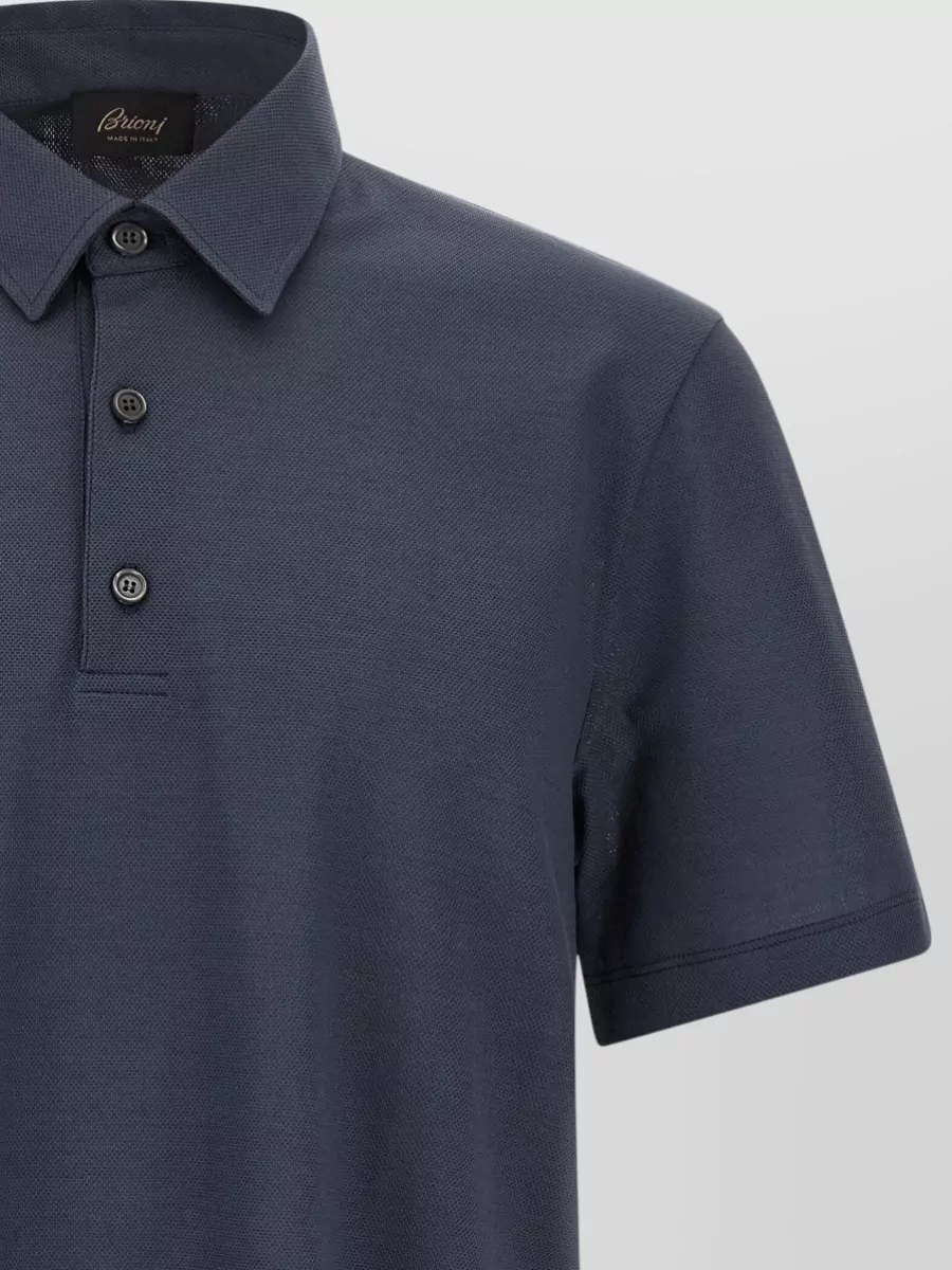 Brioni Cotton Polo Shirt Short Sleeves Collar