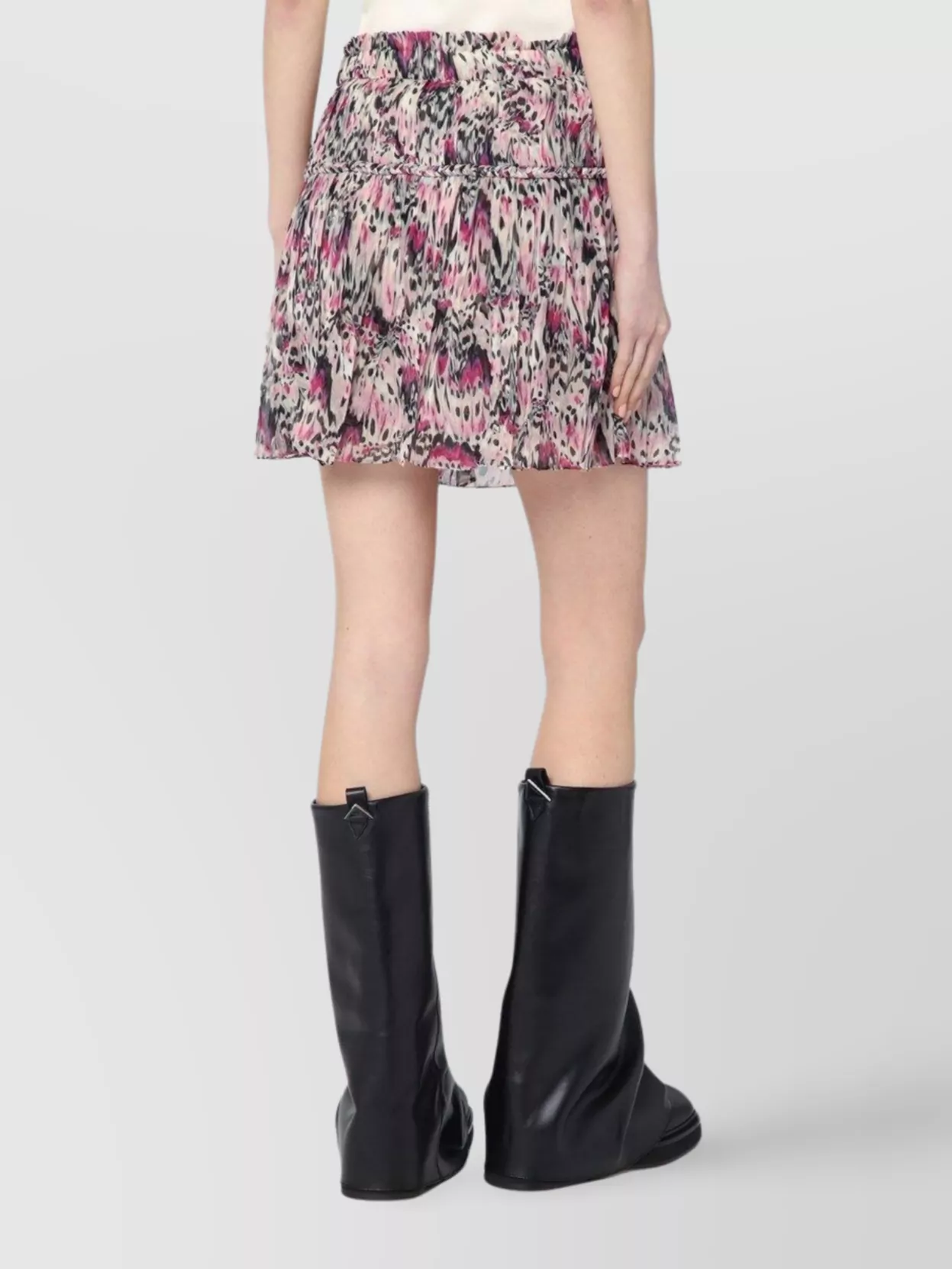Isabel Marant Tiered Silk Skirt With Abstract Pattern In Multi