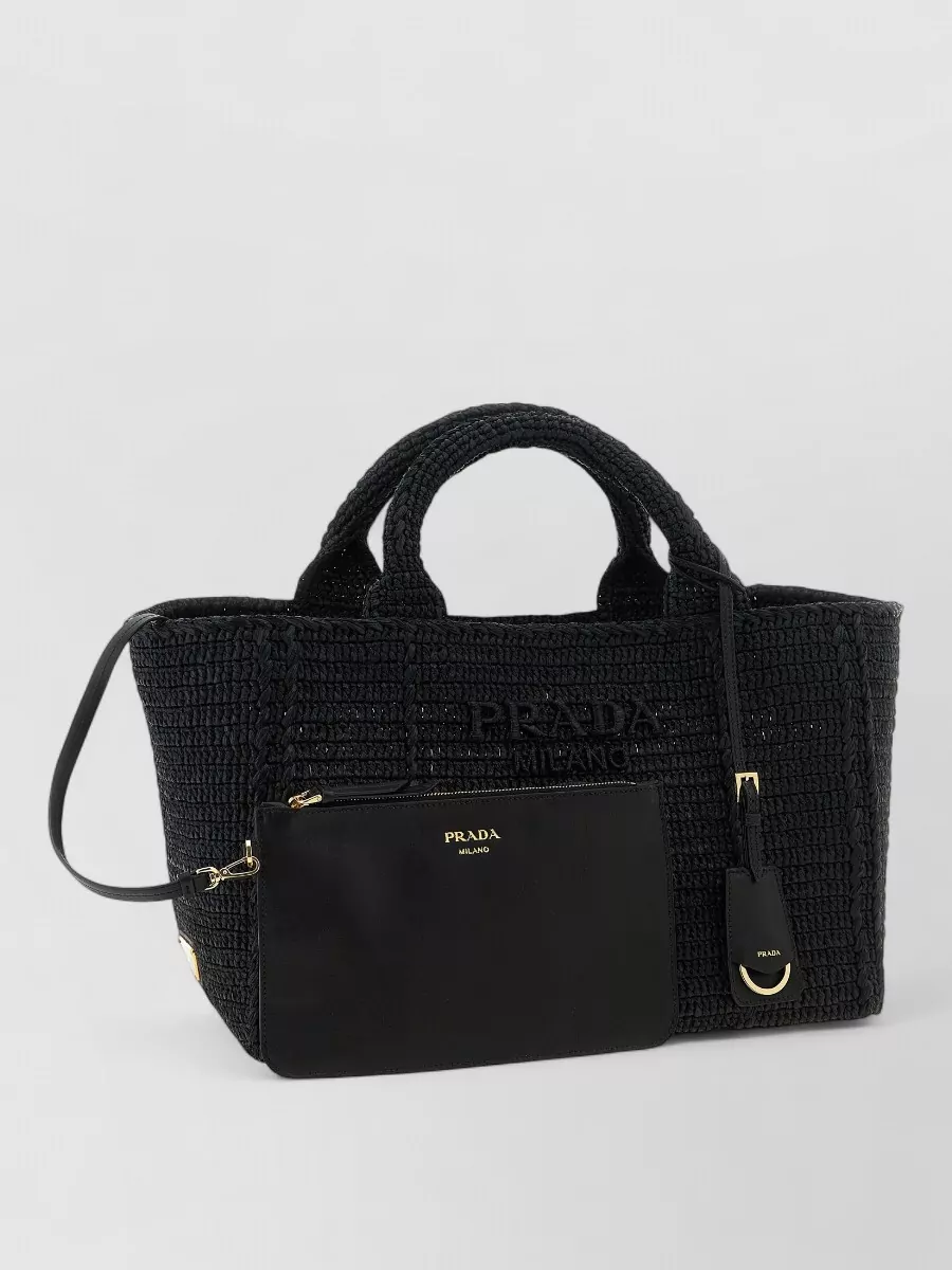 Prada Large Raffia Crochet Beach Bag