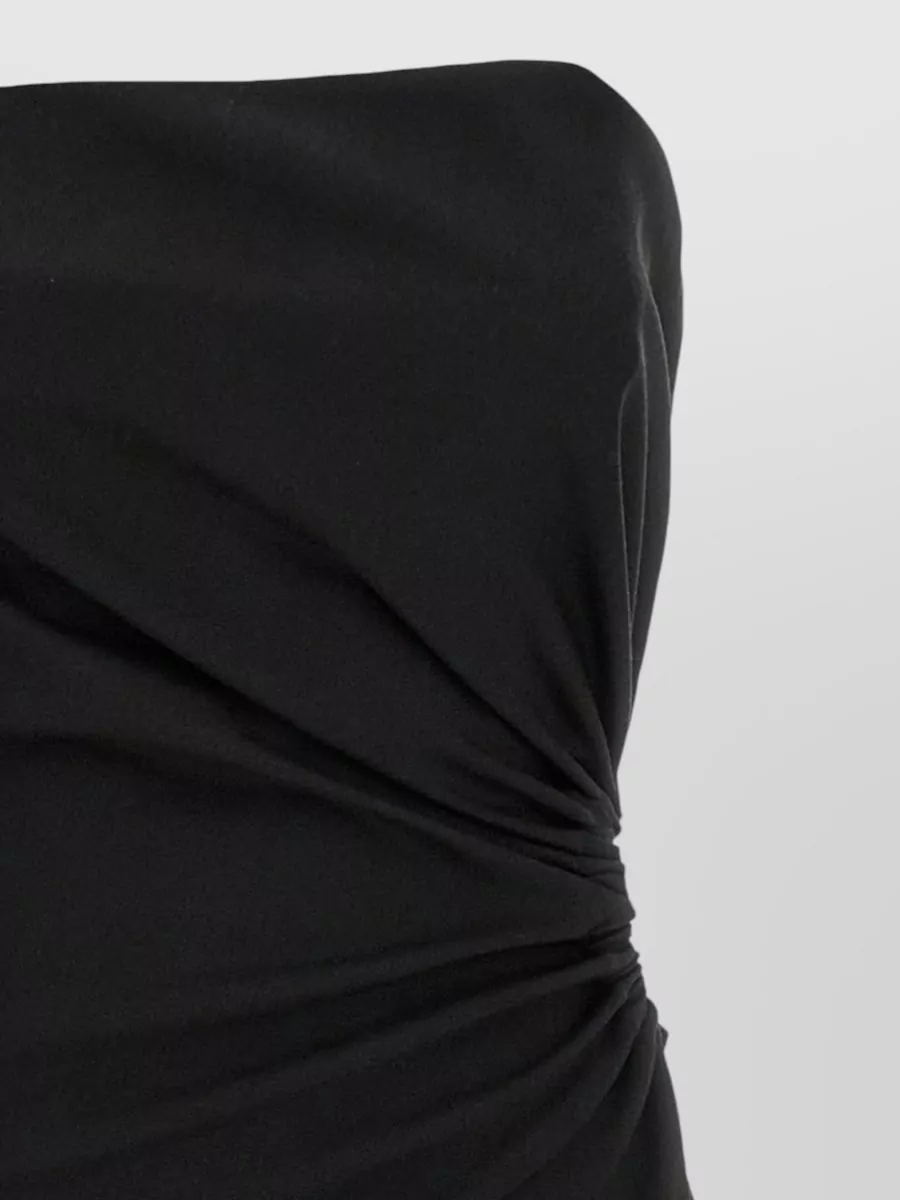 Max Mara Silk Gathered Draped Cutout Asymmetric Midi Dress