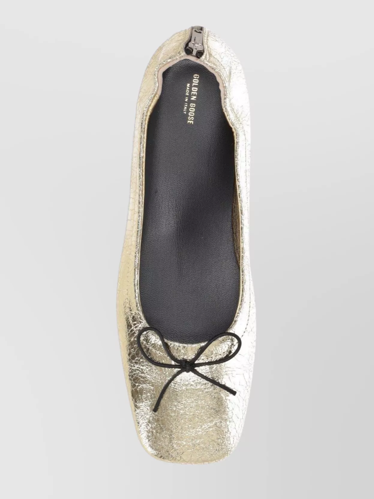 GOLDEN GOOSE ZIP LAMINATED WRINKLED LEATHER BALLERINA SHOES