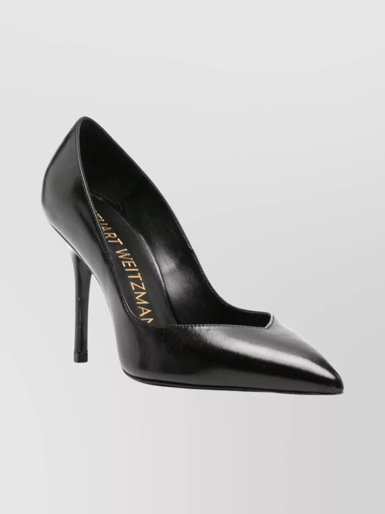 Stuart Weitzman Pointed Toe Stiletto Heel Leather Pumps In Black