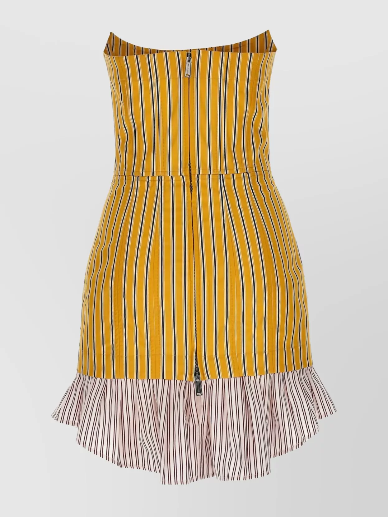 Dsquared2 Striped Fitted Mini Dress With Ruffled Hem In Multi