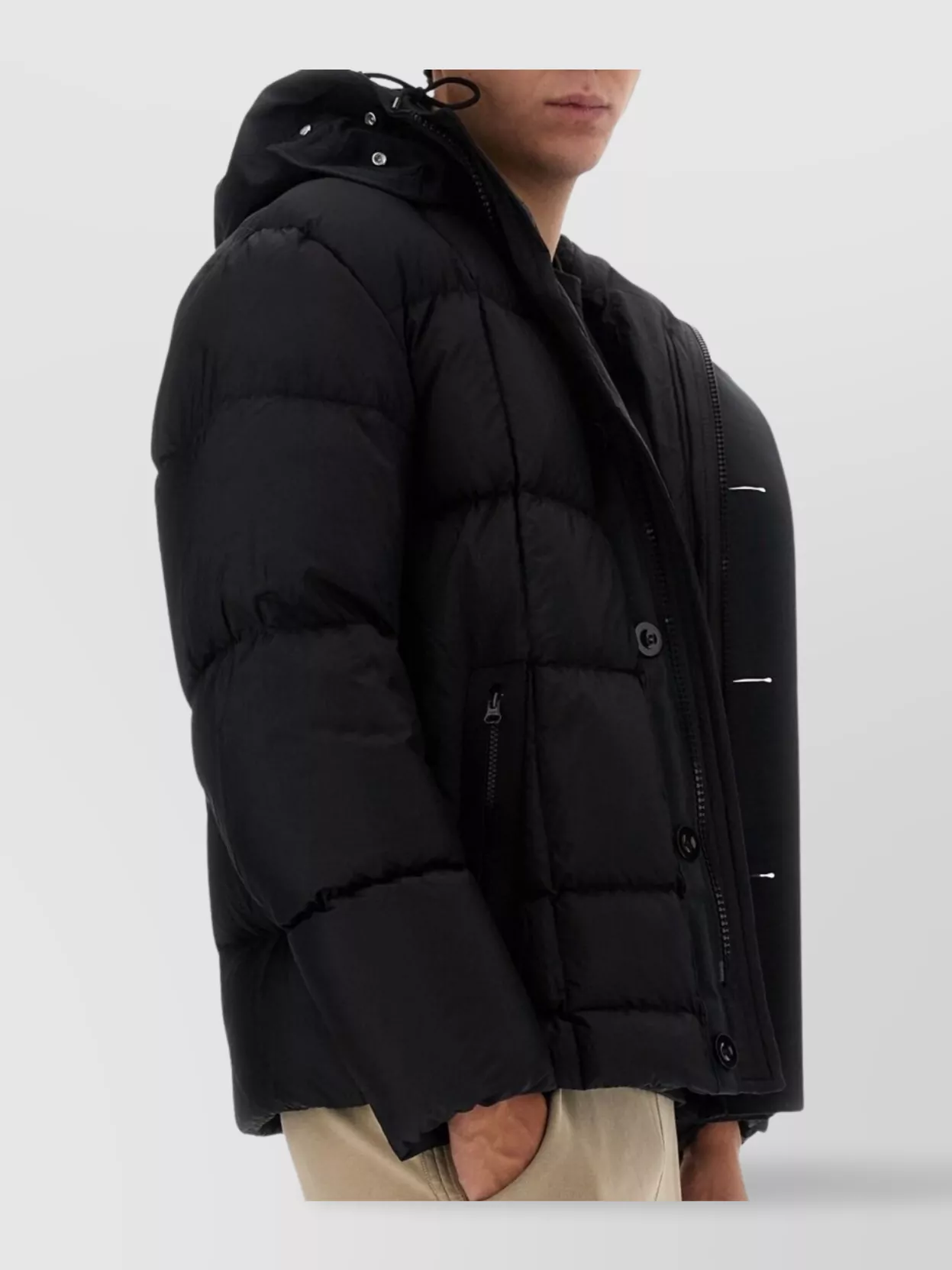 Ten C Hooded Padded Quilted Jacket Pockets