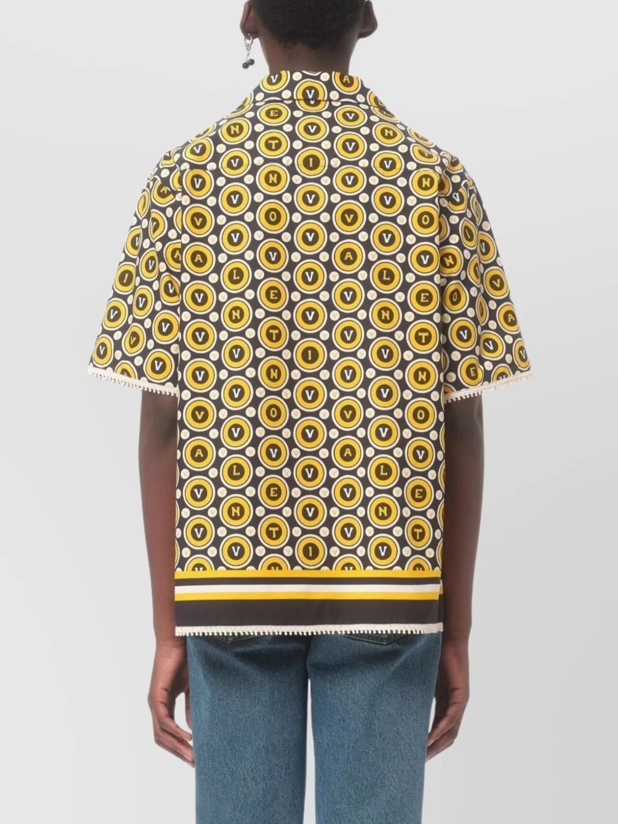 Valentino Garavani Graphic Print Short Sleeve Shirt With Notched Collar