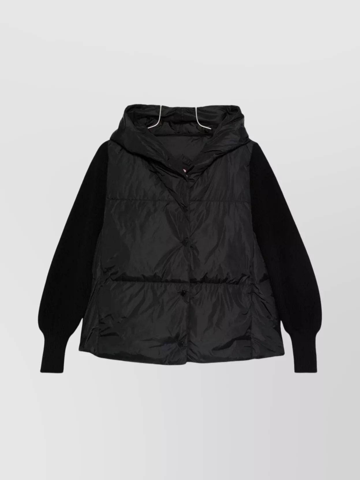 Canada Goose Short Down Jacket With Hood And Knit Sleeves In Animal Print