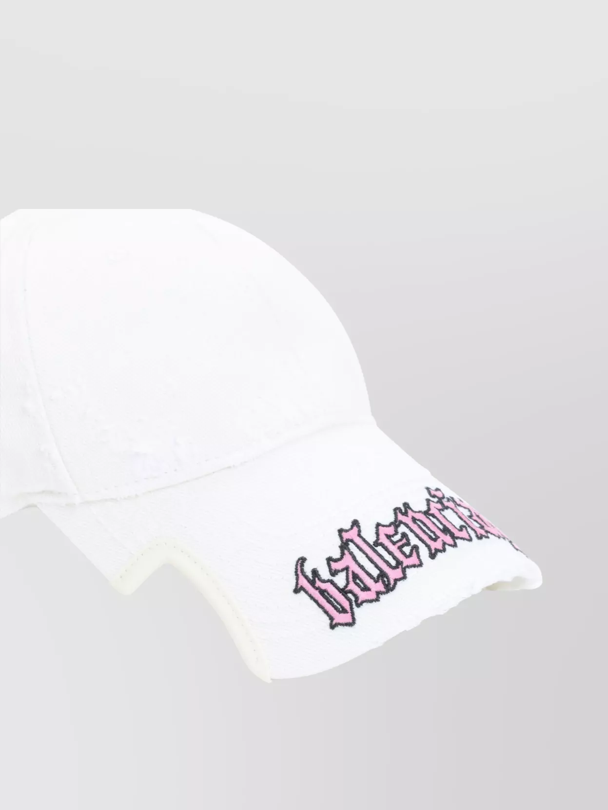 Balenciaga Distressed Logo-embrodiered Baseball Cap In White
