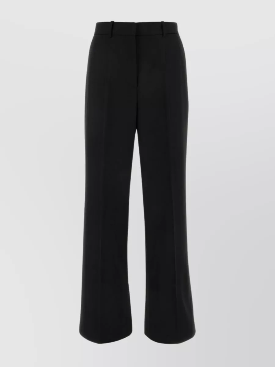 Shop Lanvin Wide-leg Wool Pant With Belt Loops In Black