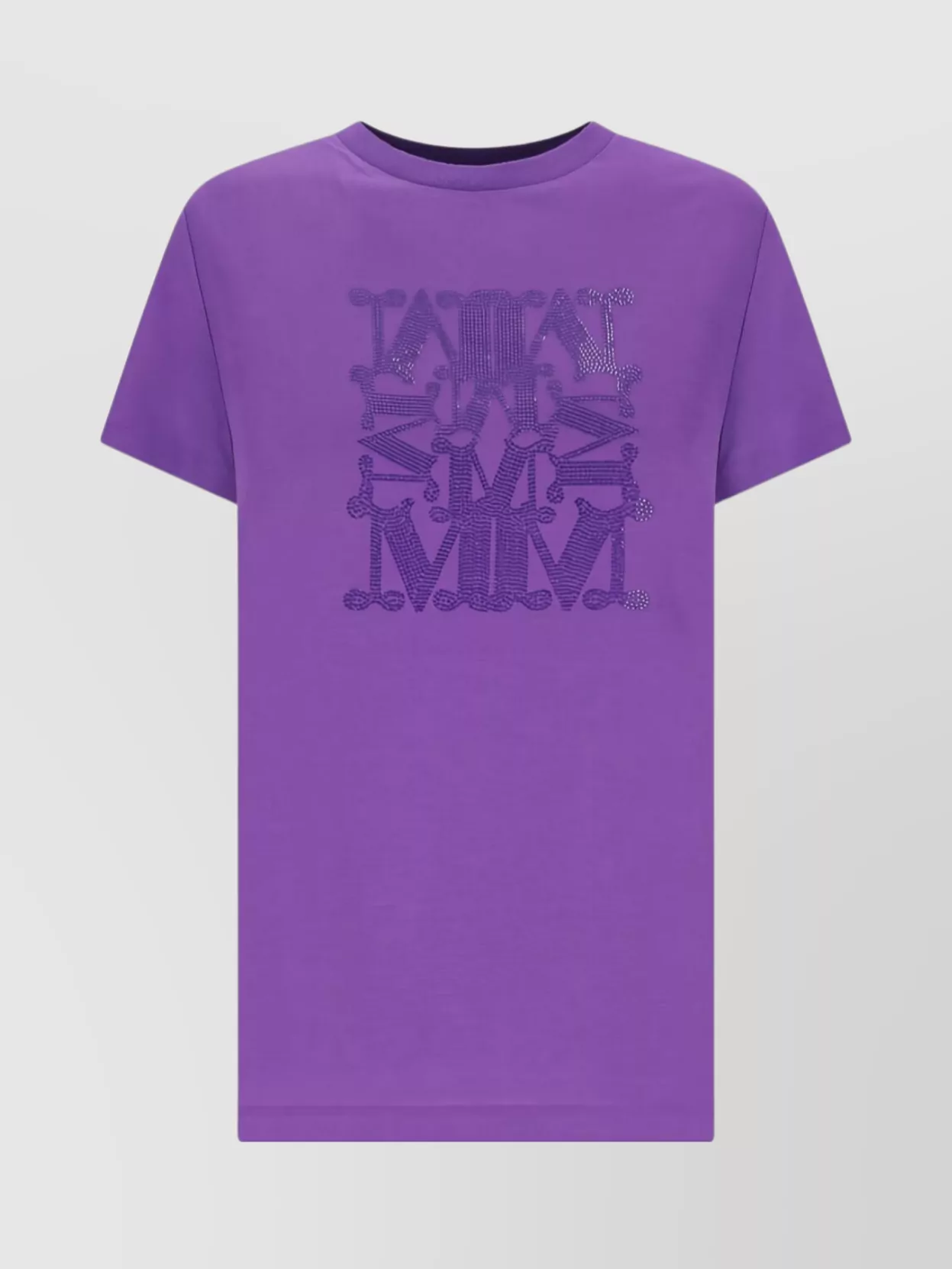 Max Mara Sleeve Detail Crew Neck Graphic Print Top In Purple
