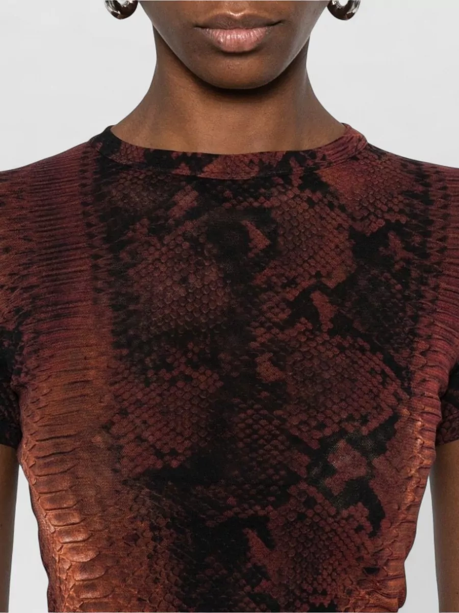 Jean Paul Gaultier Snake Print Stretch Top Short Sleeves