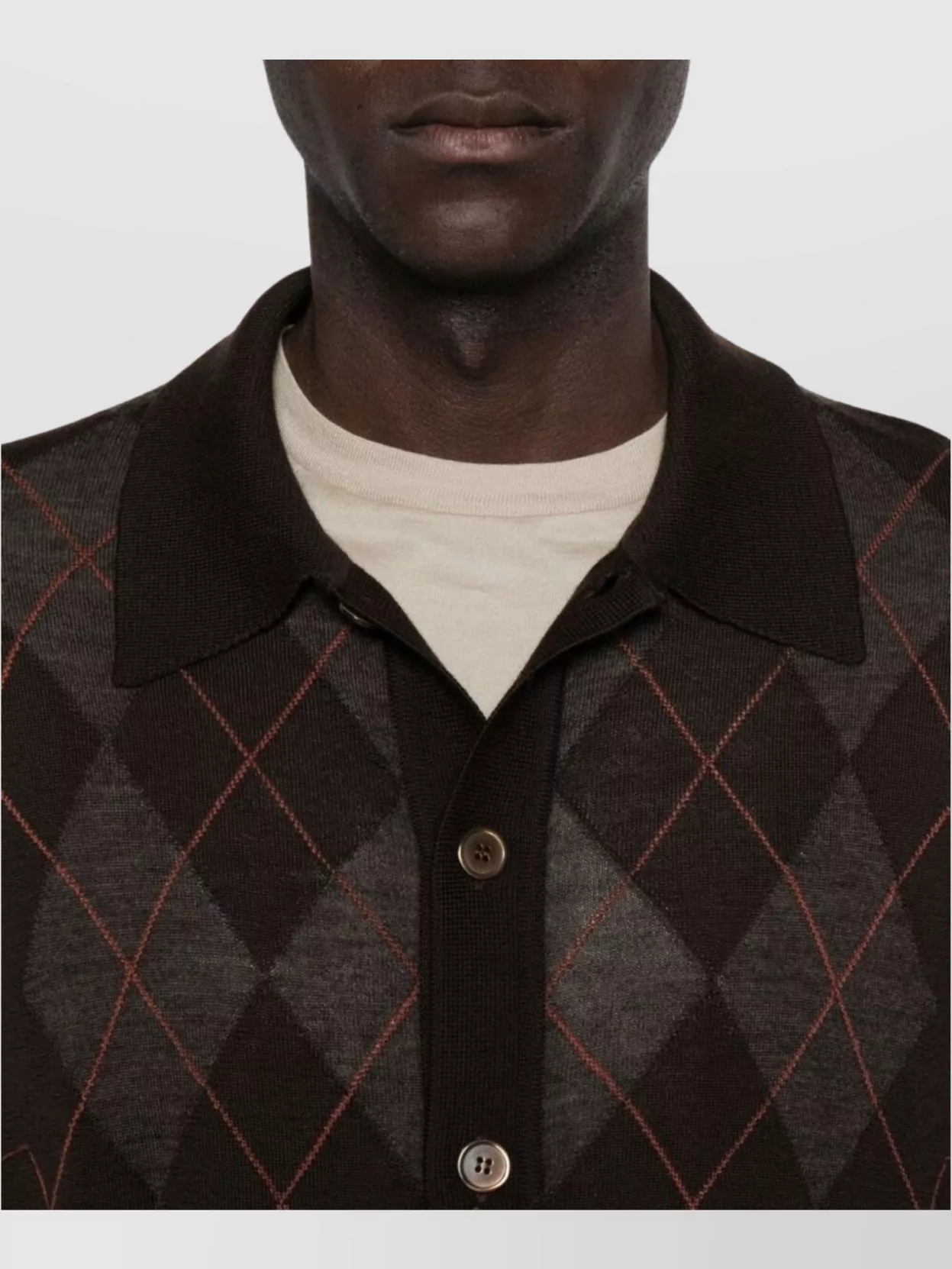 Our Legacy Knitted Polo Shirt Featuring Argyle Design