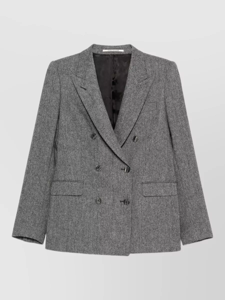 Tagliatore Wool cashmere herringbone double-breasted suit jacket