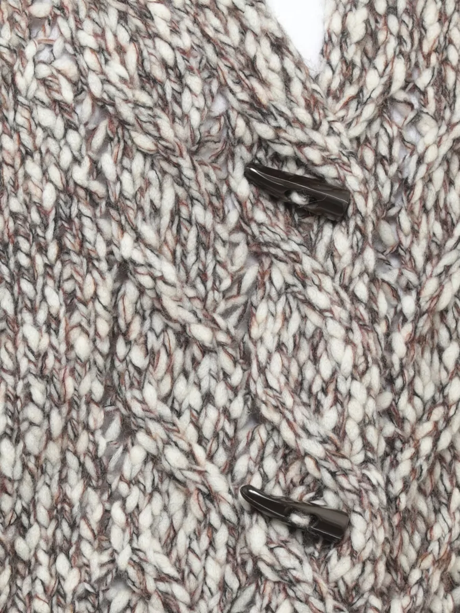 D.exterior Cable-Knit Wool Cardigan
