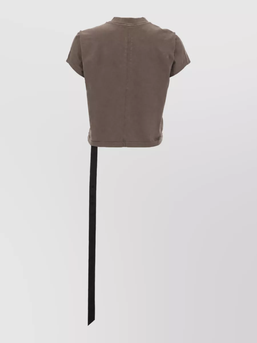 Rick Owens Drkshdw Cropped Tie Detail Round Neck T Shirt