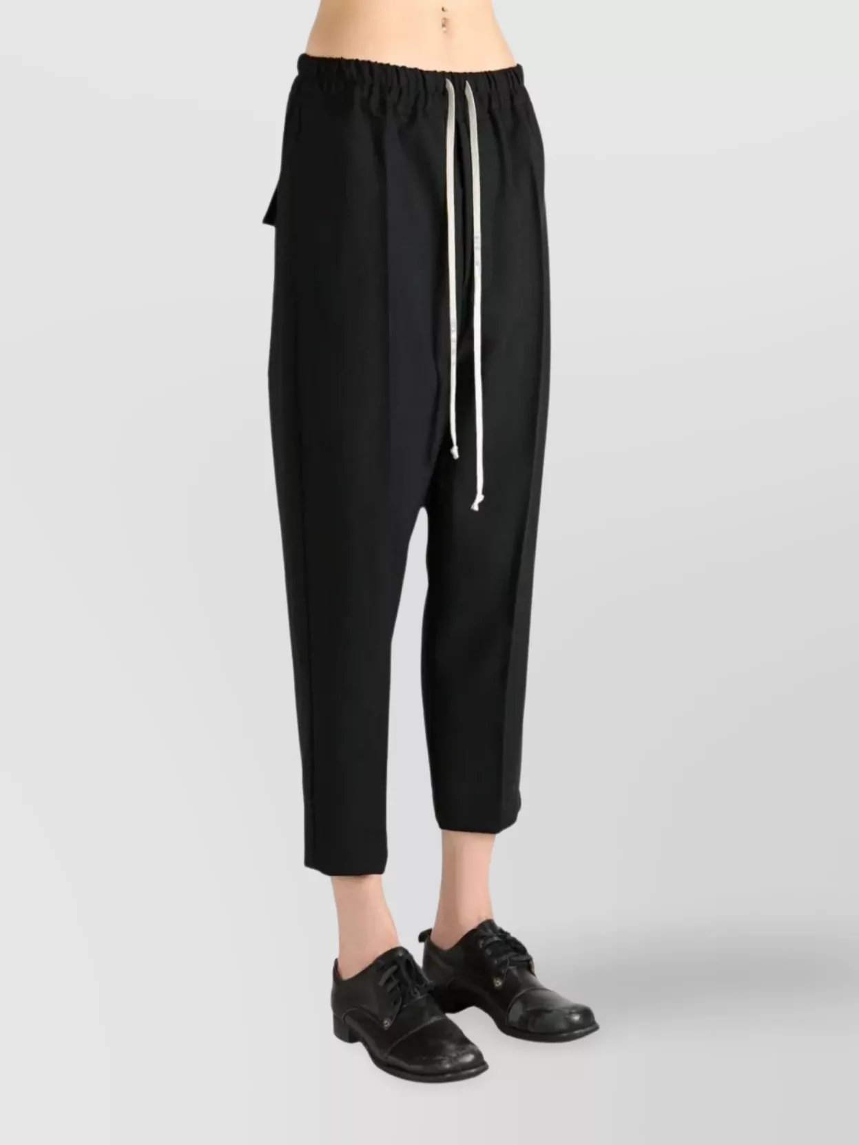 Rick Owens Cropped Straight Leg Wool Trousers