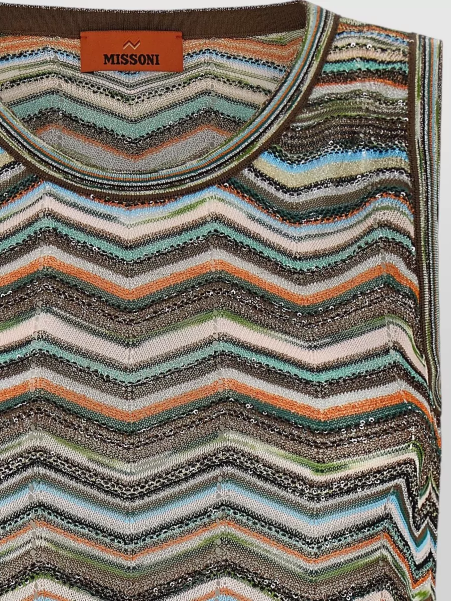 Missoni Metallic Zigzag Knit Sleeveless Top