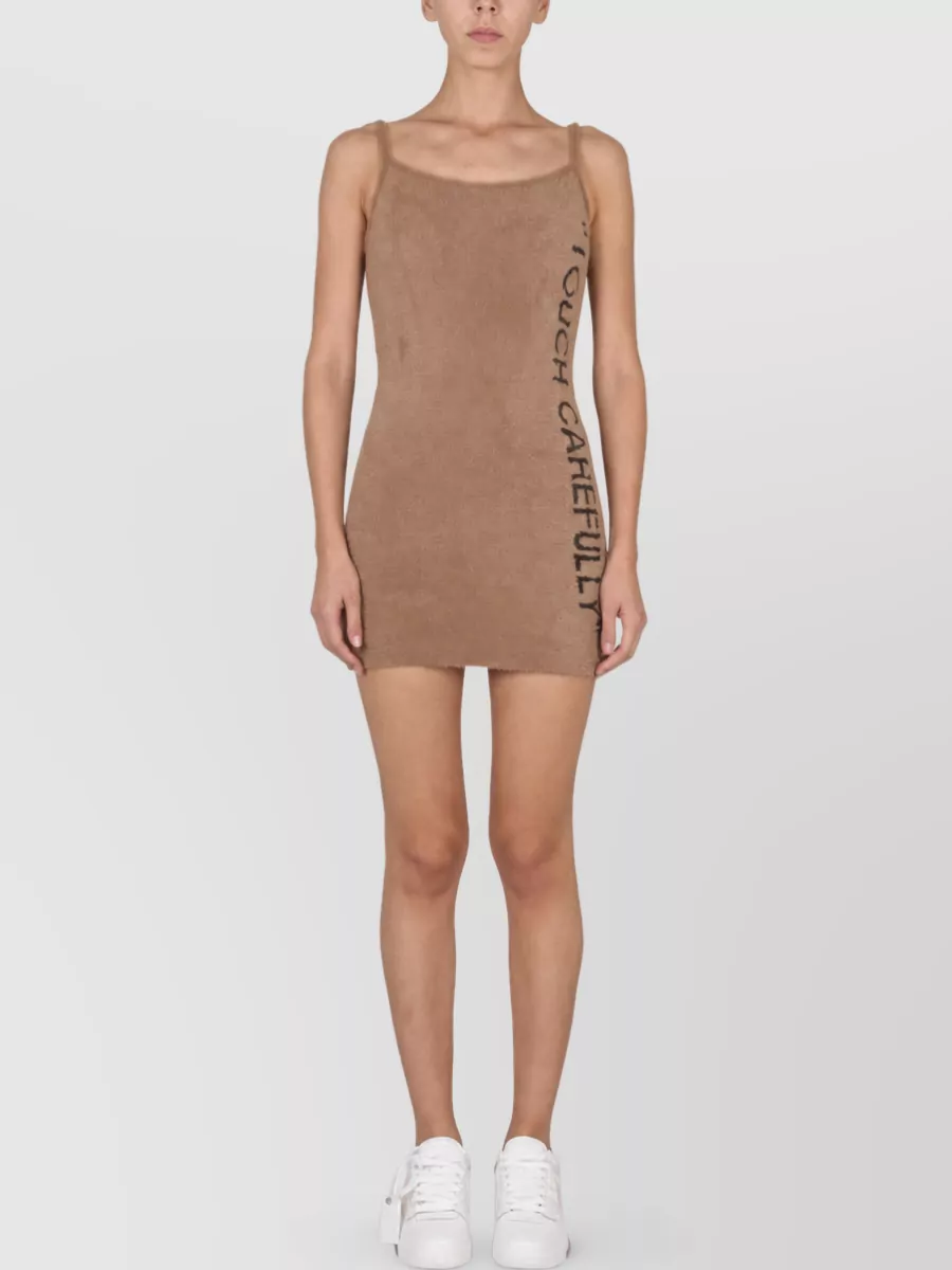 Off-White Fuzzy Logo Mini Dress
