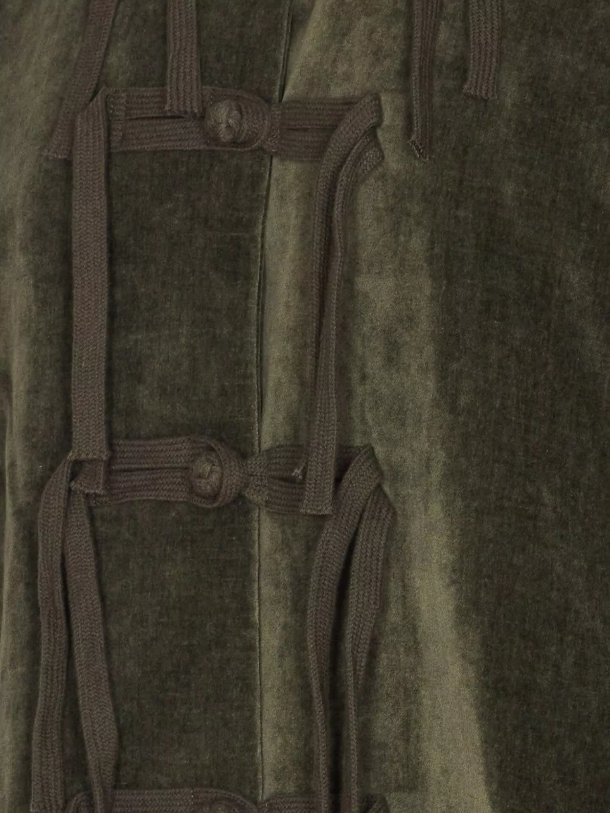 Uma Wang Velvet Texture High Collar Jacket With Button Detailing In Green