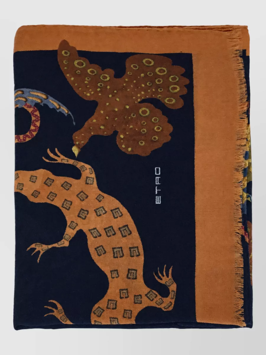 Etro cashmere wool printed scarf