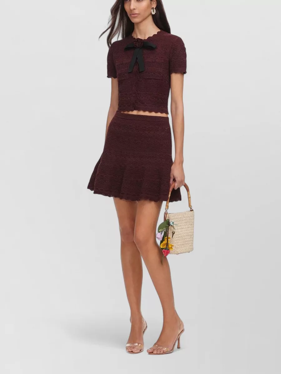 Self-Portrait Pointelle Knit Mini Skirt