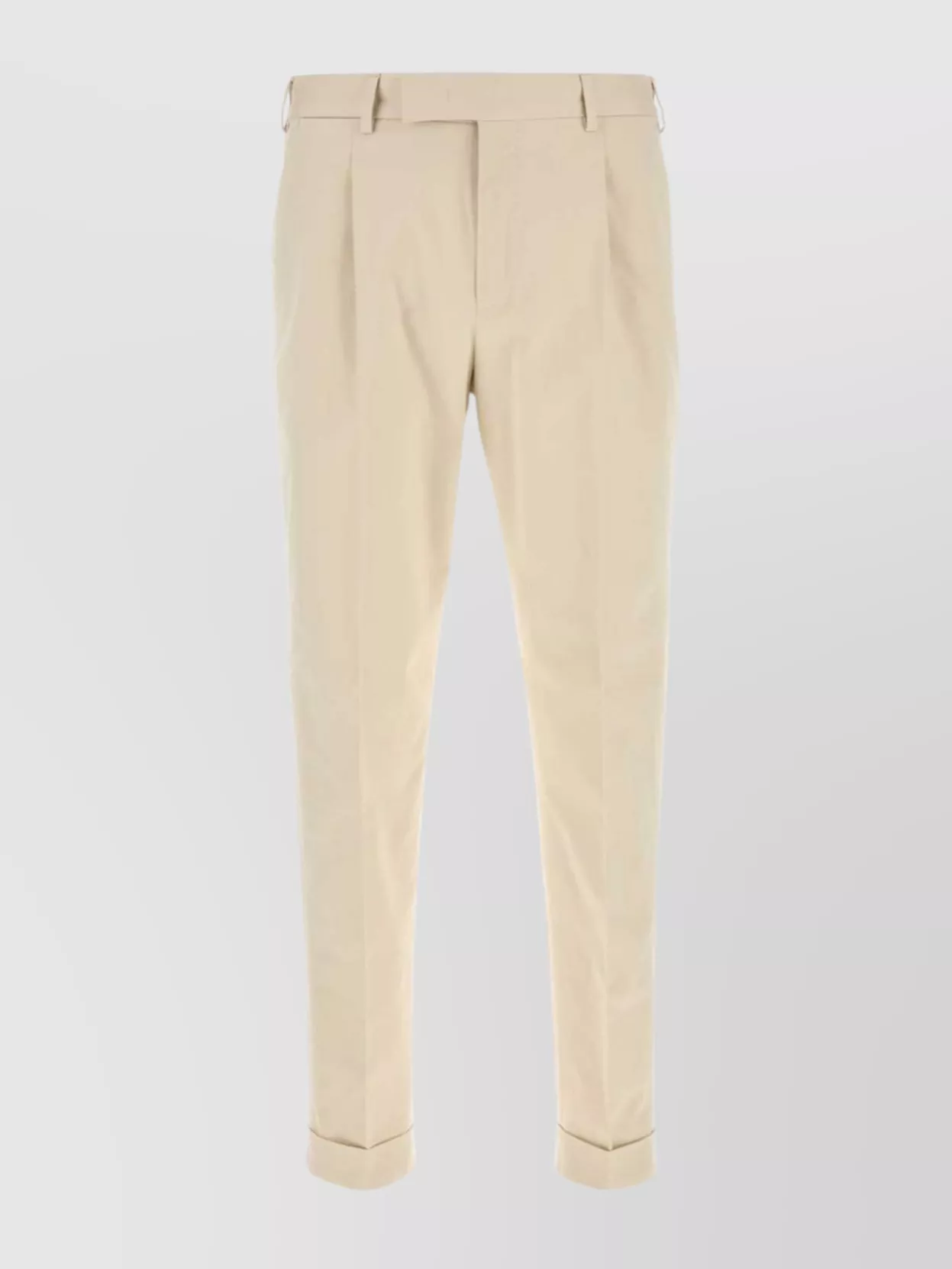Pt Torino Beige Stretch-design Tapered Trousers In Neutral