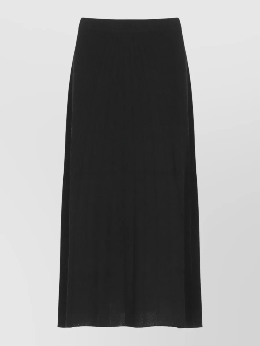 D.exterior Cashmere Ribbed Midi A-Line Skirt