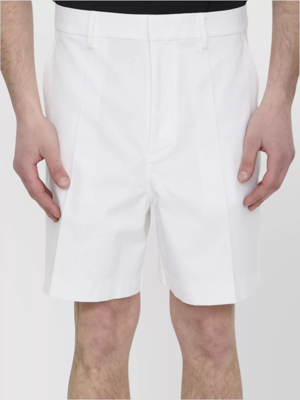 Valentino Garavani Cotton Canvas Shorts Featuring V-Shaped Detail