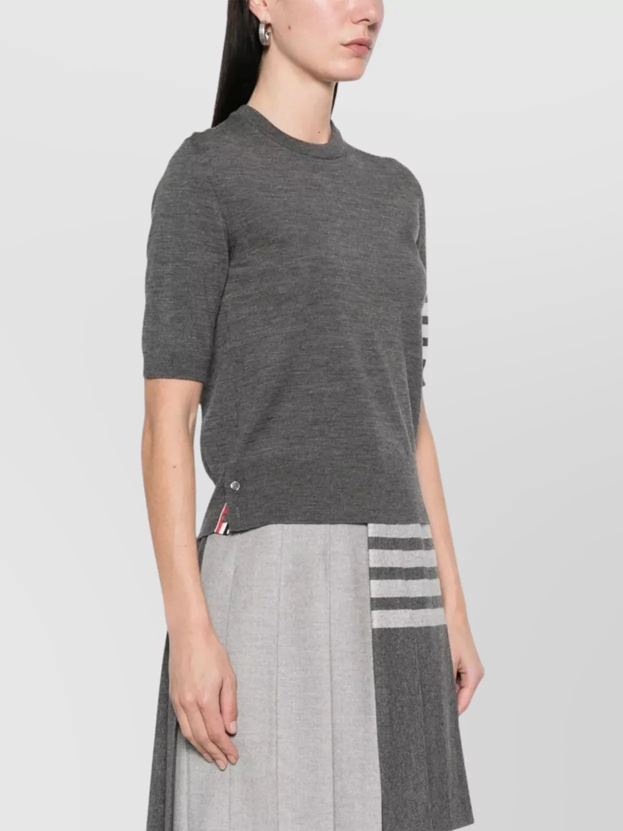 Thom Browne Crew Neck Merino Wool Striped T-Shirt