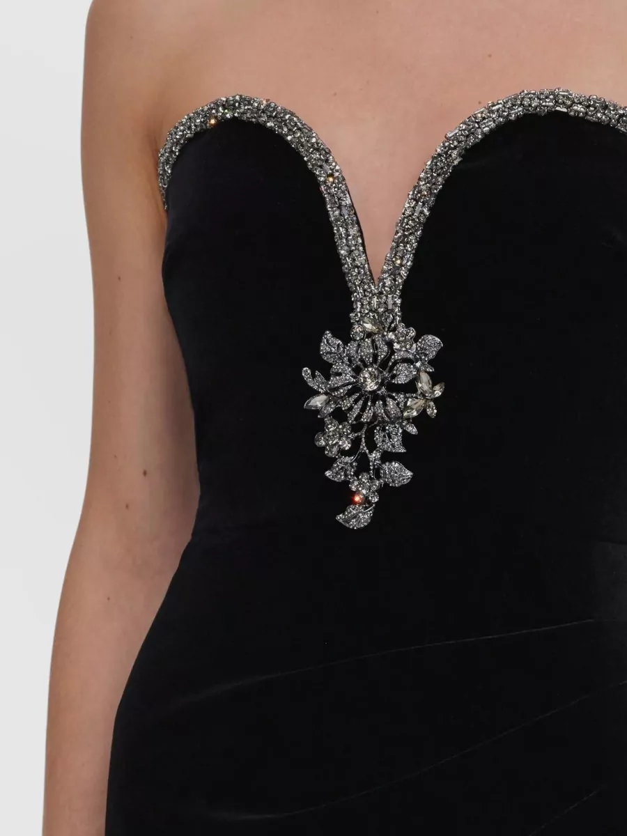 Self-Portrait Velvet Fitted Sweetheart-Neckline Maxi Gown