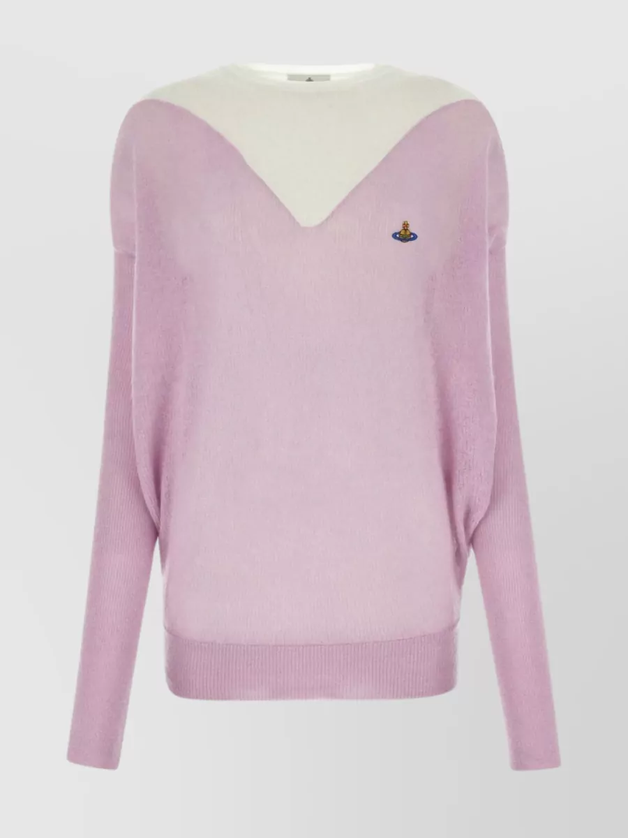 Shop Vivienne Westwood Drop Shoulders Embroidered V-neck Sweater In Pastel
