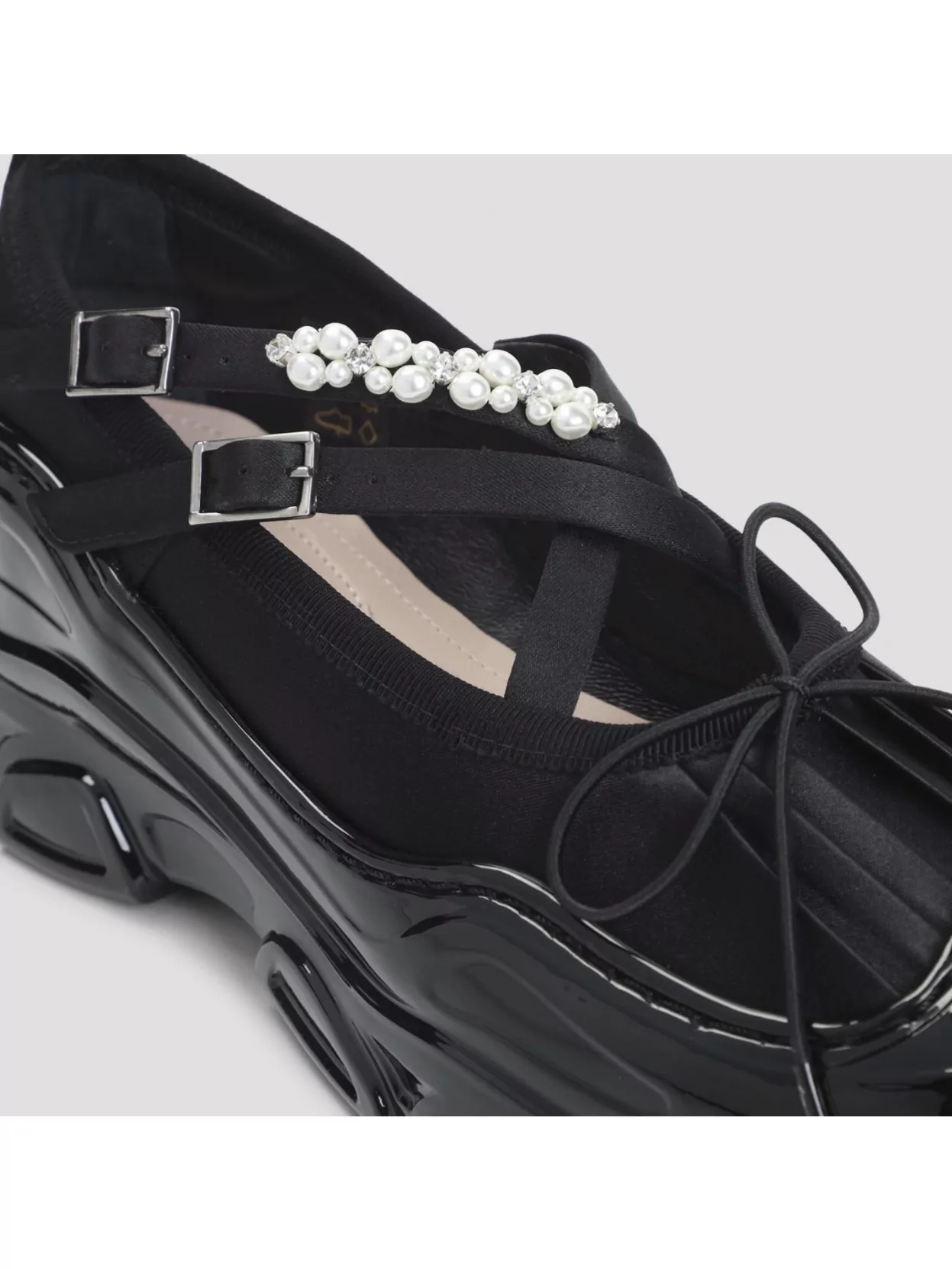 Simone Rocha Criss Cross Ballerina Shoes With Pearl Embellishments