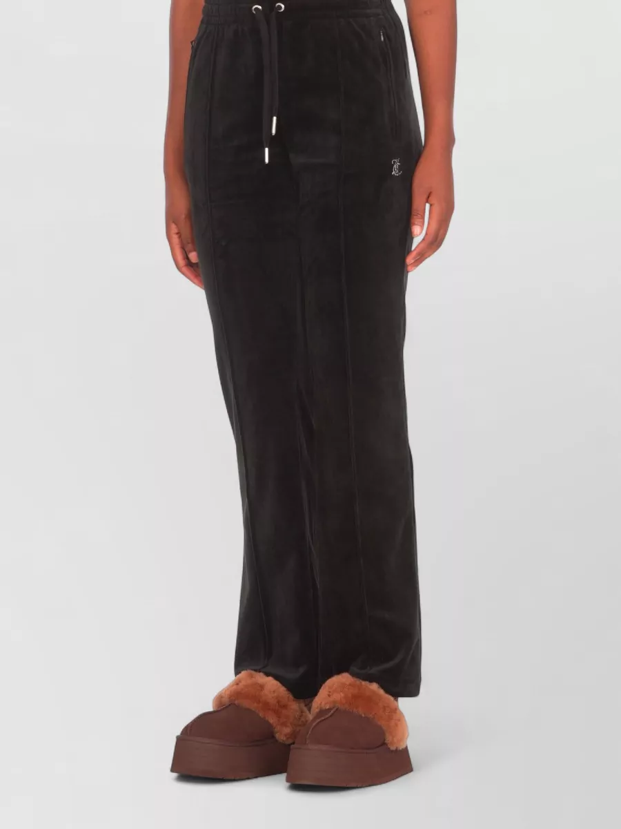 Juicy Couture Velvet Rhinestone-Embellished Bootcut Track Pants
