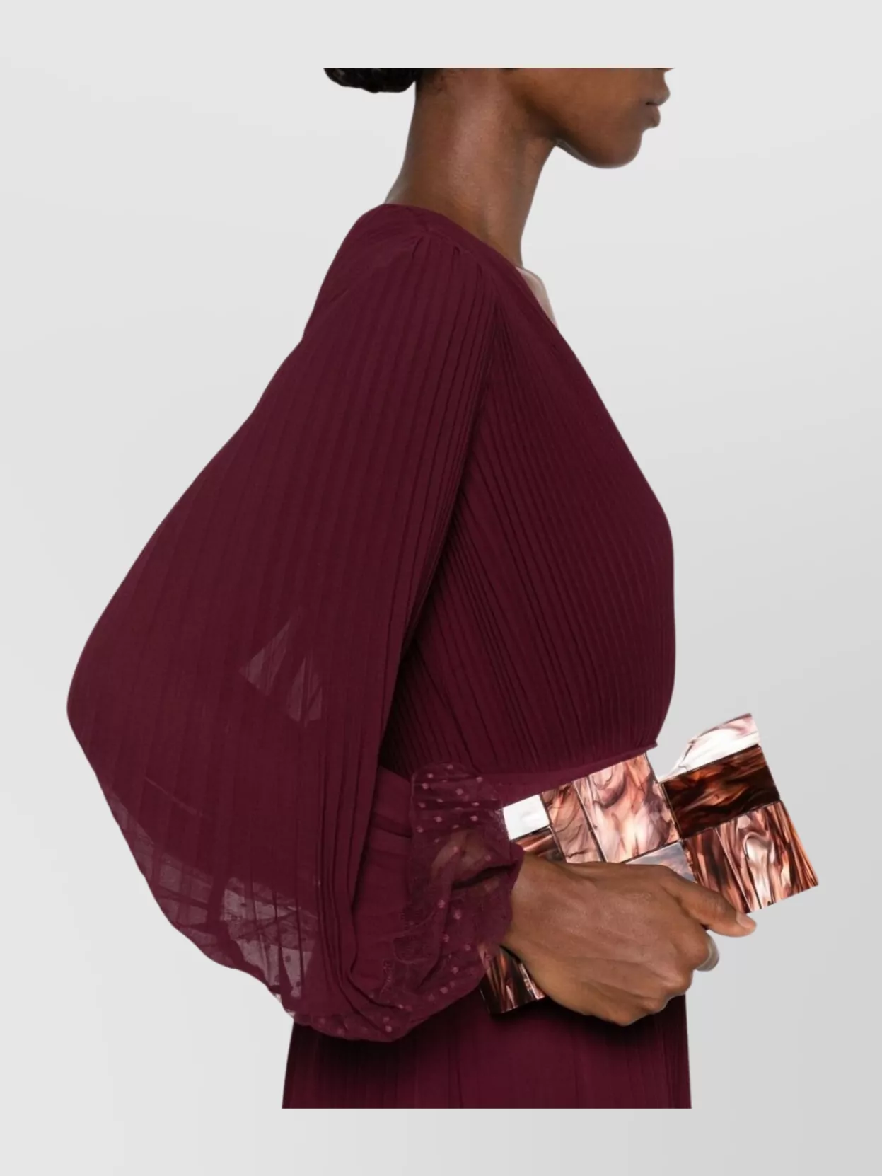 Twin-Set V-Neck Long Sleeve Dress With Sheer Panels