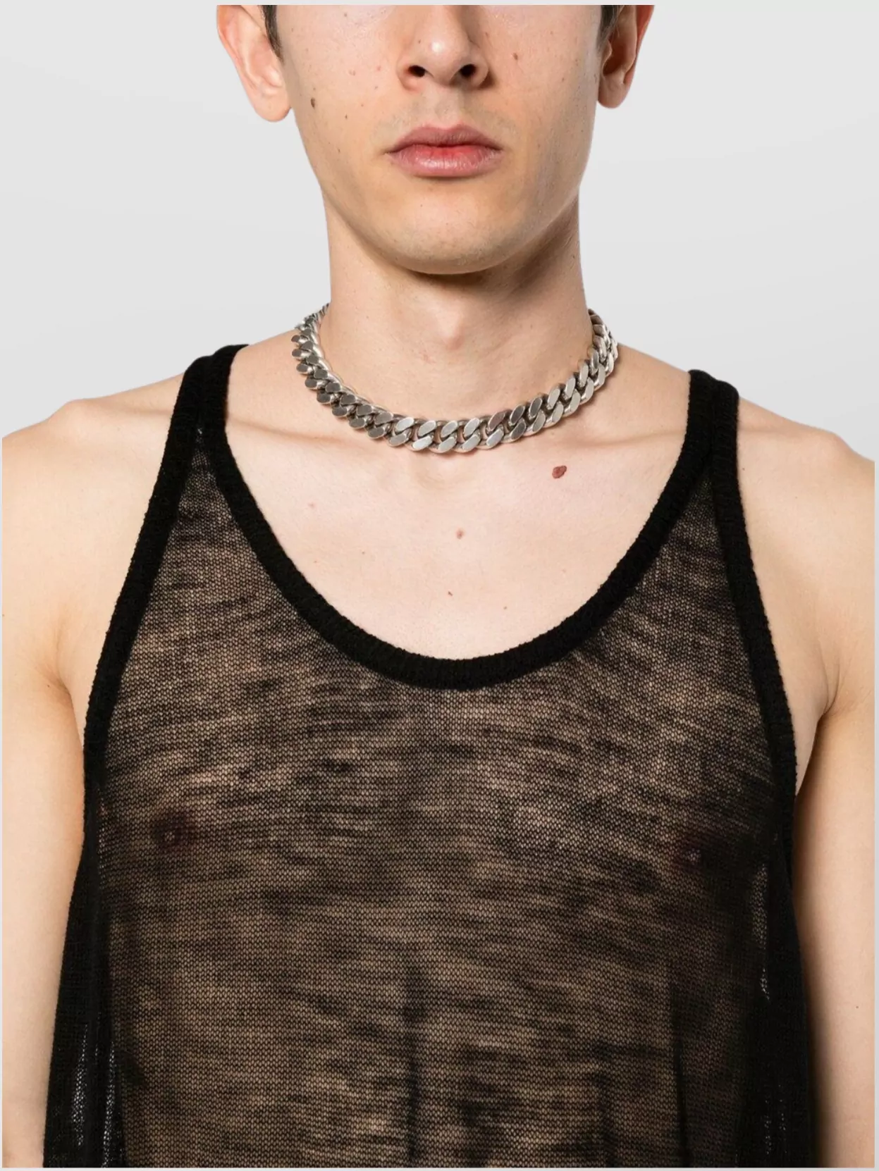 Rick Owens Sheer Ribbed Sleeveless Tank Top