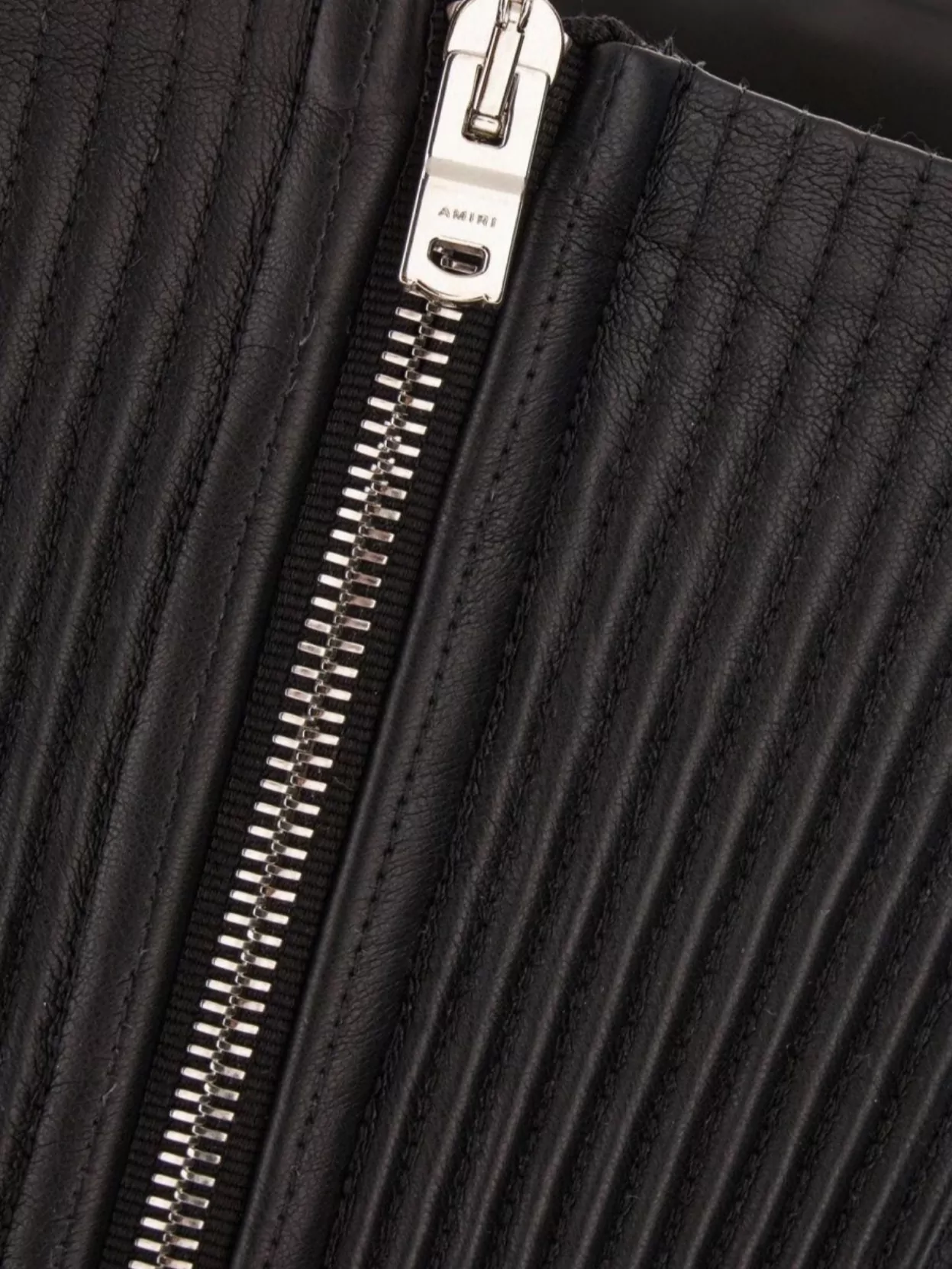 Amiri Sleeveless Strapless Ribbed Synthetic Leather Top