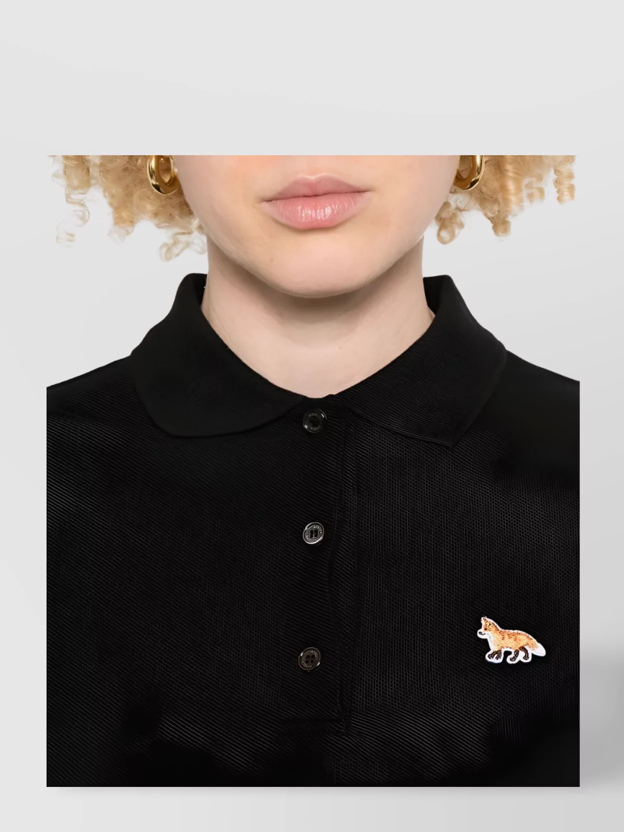 Maison Kitsuné Ribbed Collar Short Sleeves Top Straight Hem