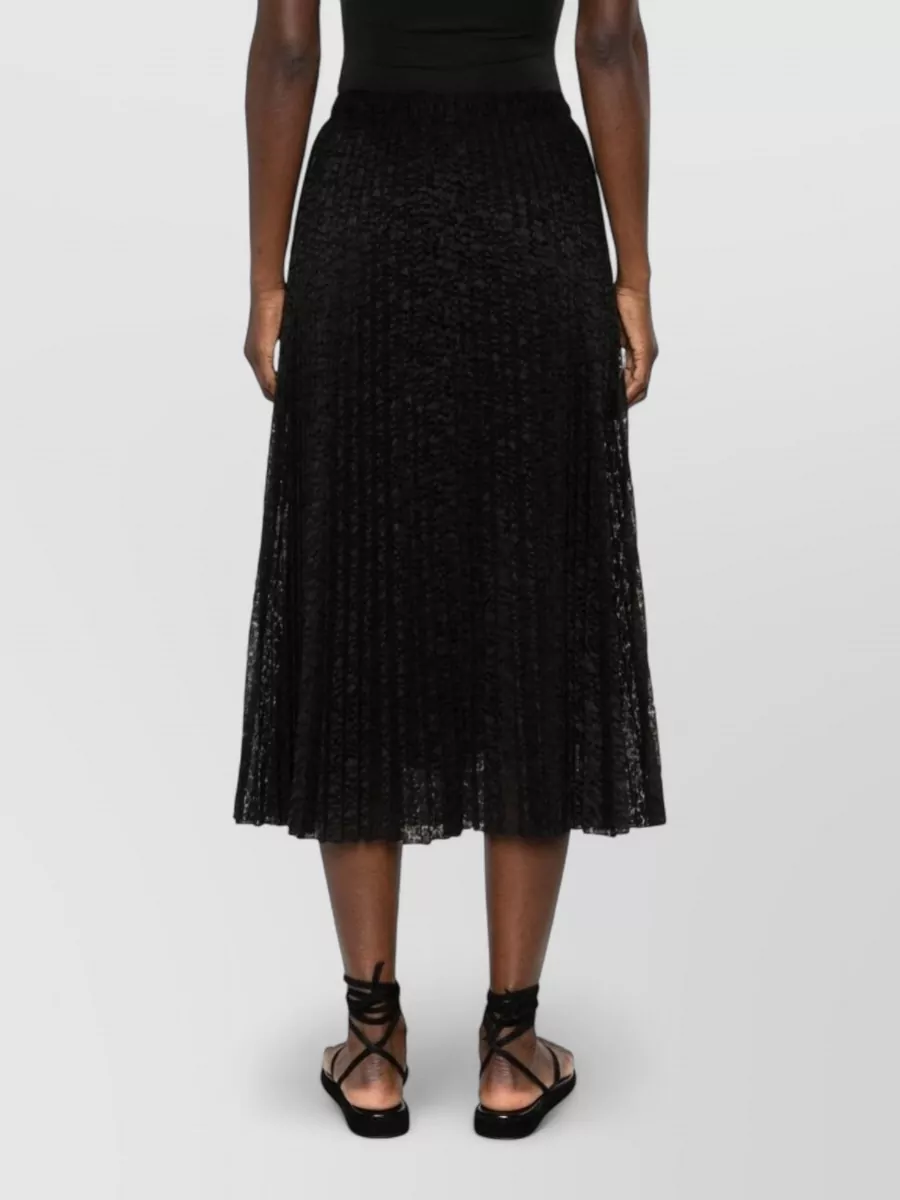 Ermanno Scervino Embroidered Skirt Midi Length Pleated Sheer