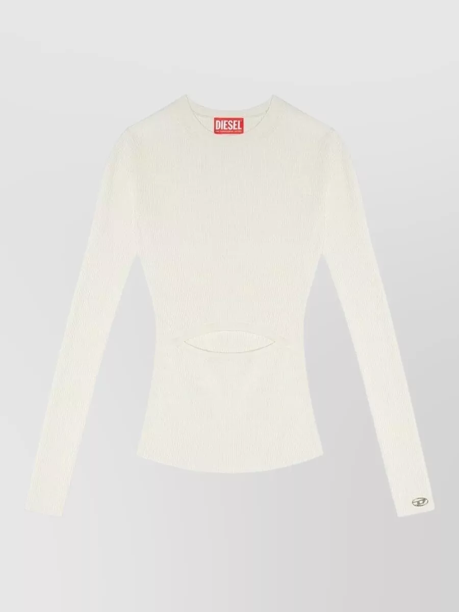 Diesel Sweater Cut Out Detail Long Sleeves Ribbed In Neutral